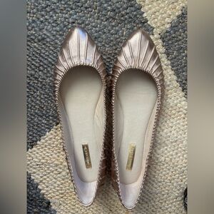 NWB Louise et Cie Lo Ashlin Leather Rose Gold Ballet Flats 8.5M Suede Inside